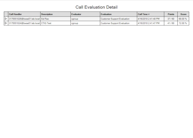 Call Evaluation Details